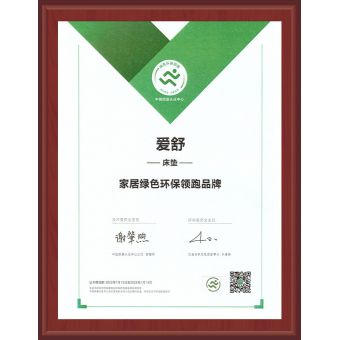 家居绿色环保领跑品牌证书